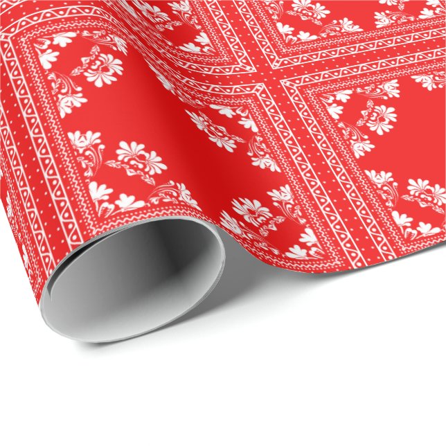 röd bandanna-design presentpapper (Rullad Hörn)