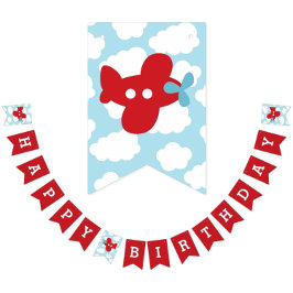 Röd banderoll för Grattis på födelsedagen Bunting  Vimplar