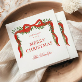 Röd banderoll grönska julfest pappersservett