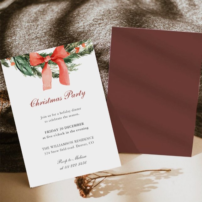 Röd bandgran Krans Julfest Inbjudningar (Skapare uppladdad)
