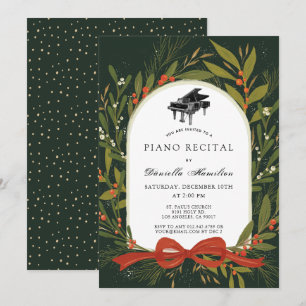 Röd bandrosett pianovit recital inbjudan