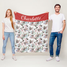 Röd Bär Vattenfärg Monogram Namn Jul