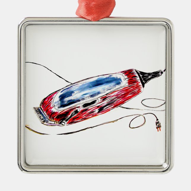 Röd barberare Clippers Julgransprydnad Metall (Framsidan)