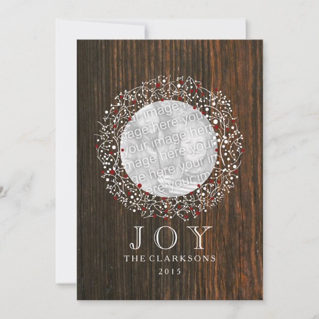 Röd bärkran + Ladugårdträjul Julkort (Framsida)