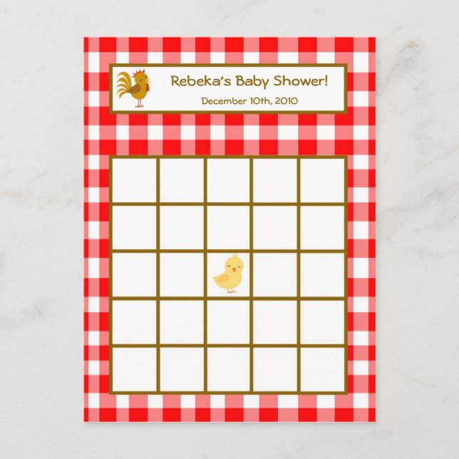 Röd barn Boskap med skrivbart Bingo Card Inbjudan Vykort (Framsida)