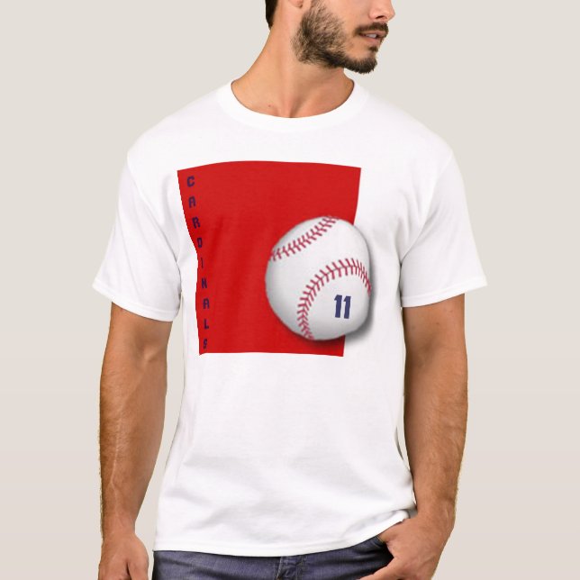 röd baseball kvadrerar, KARDINALER T-shirt (Framsida)