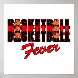 Röd basketbollfeber och svart design poster