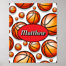 Röd basketmönster namn  poster