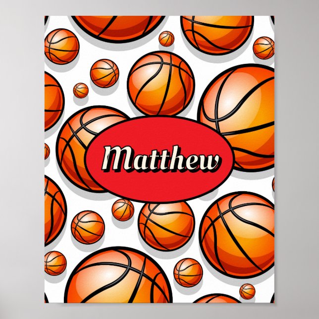 Röd basketmönster namn  poster (Framsidan)