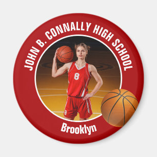 Röd basketspelare högstadiefoto magnet