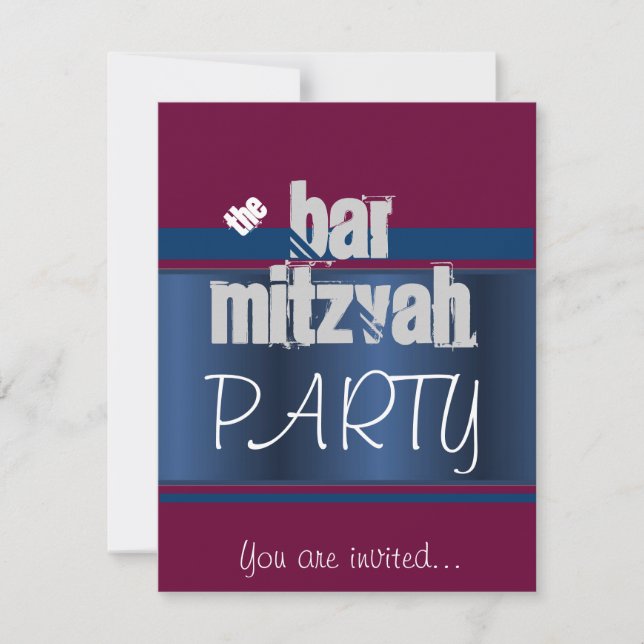 Röd Bat Mitzvah Bar Mitzvah-fest Inbjudningar (Framsida)