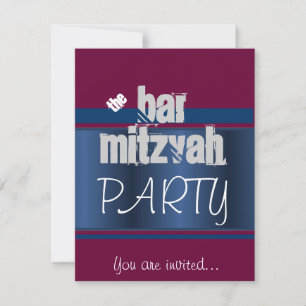 Röd Bat Mitzvah Bar Mitzvah-fest Inbjudningar