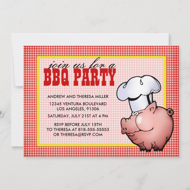 Röd BBQ-partyinbjudan Inbjudningar (Framsida)
