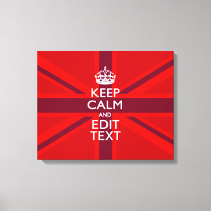 Röd Behålla, Lugn och text om Union Jack Flagga Canvastryck