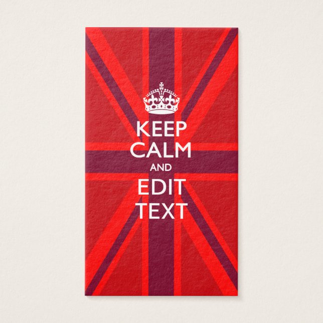 Röd Behålla, Lugn och text om Union Jack Flagga Visitkort (Framsidan)