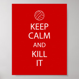 Röd Behålla Lugn Volleyball Poster