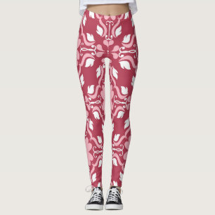 Röd, beige blommigt, sömlös tapet mönster. leggings