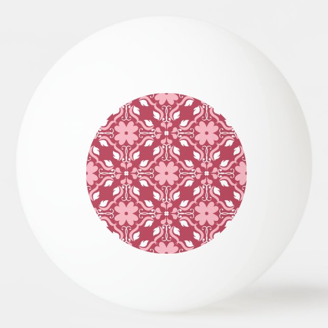 Röd, beige blommigt, sömlös tapet mönster. pingisboll (Framsidan)