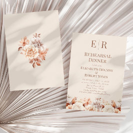 Rod beige monogram repetitionsmiddagsinbjudan inbjudningar