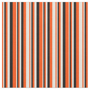 Röd, Beige och Black Stripe/LINN Mönster Tyg