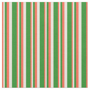 Röd, Beige och Forest Grönt Linjer/Rand Mönster Tyg