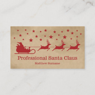Röd Beige Tomte Sleigh Professionell Tomte Service Visitkort