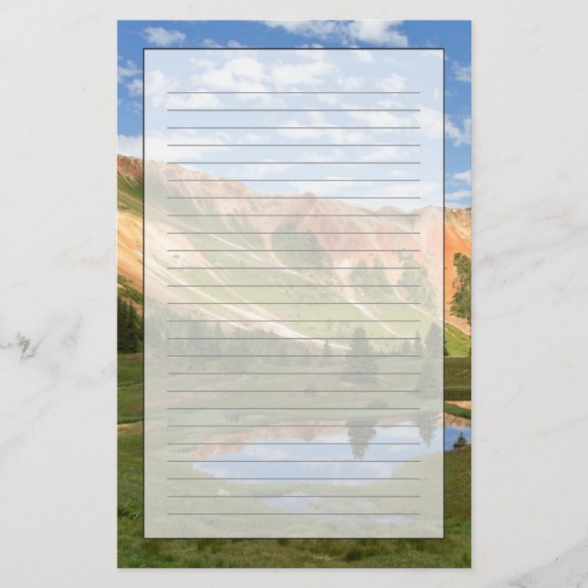 Röd bergreflexion brevpapper (Framsida)