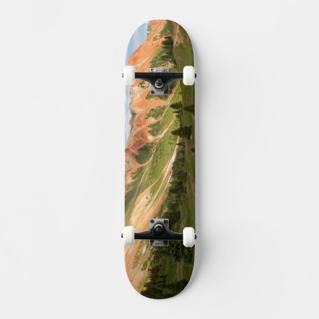 Röd bergreflexion old school skateboard bräda 21,6 cm (Framsida)