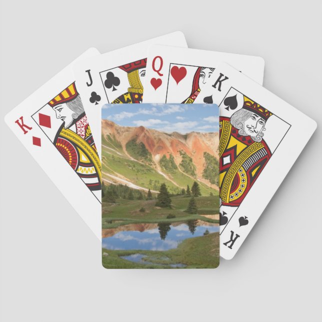 Röd bergreflexion spel kort (Baksidan)