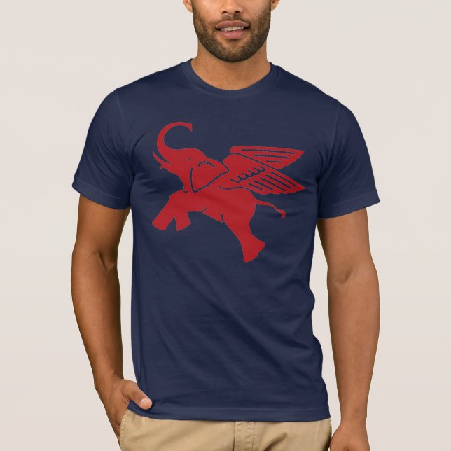 Röd bevingad elefant t-shirt (Framsida)
