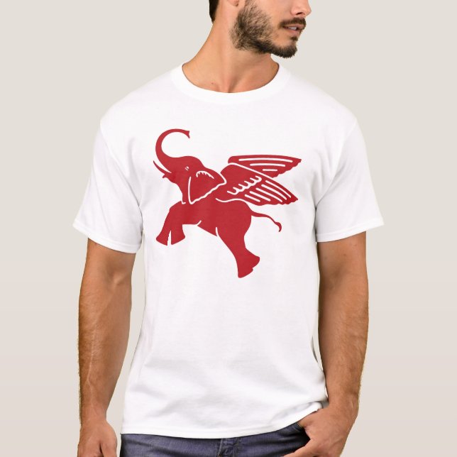 Röd bevingad elefant tee (Framsida)