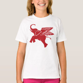 Röd bevingad elefant tee shirt