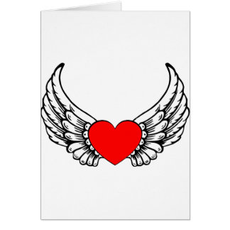 Röd bevingad hjärta hälsningskort