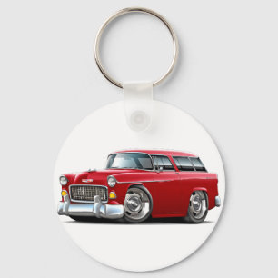Röd bil 1955 för Chevy Nomad Nyckelring