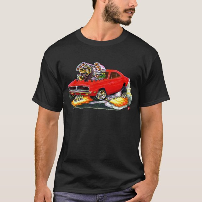 Röd bil 1968-70 för uppladdare t shirt (Framsida)