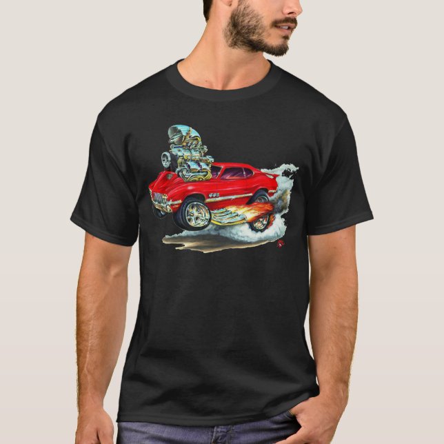Röd bil 1970-72 för Olds Cutlass 442 T Shirt (Framsida)