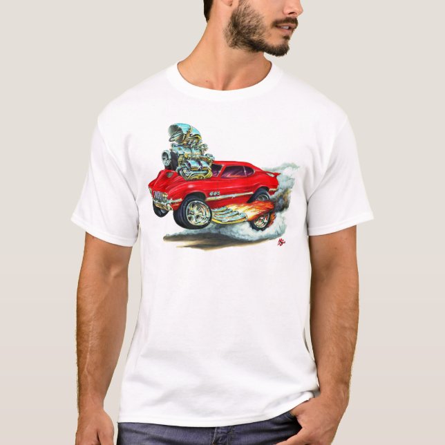 Röd bil 1970-72 för Olds Cutlass 442 Tee Shirt (Framsida)