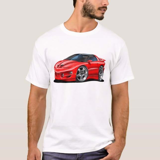 Röd bil 1998-02 för trans.-förmiddag t shirt (Framsida)