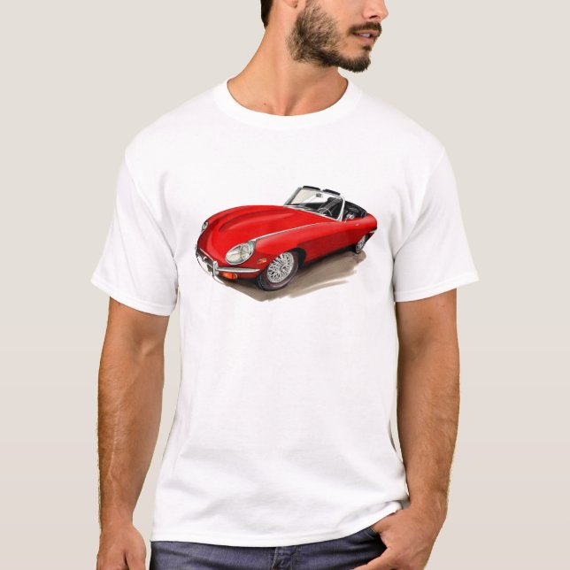 Röd bil för jaguar XKE T Shirt (Framsida)