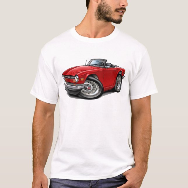 Röd bil för triumf TR6 T Shirt (Framsida)