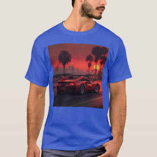 Röd bil i staden vän t shirt