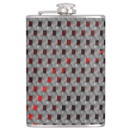 Röd bild under grått tallrikar, rektangulära forme fickplunta