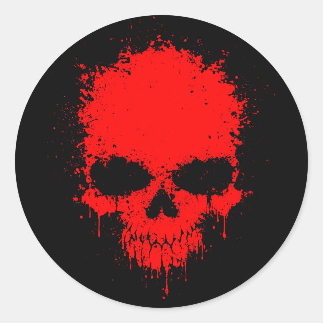 Röd bildskärmsmall Skull Runt Klistermärke (Framsida)