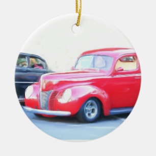 Röd bilprydnad för klassiker julgransprydnad keramik