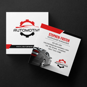 Röd bilreparation Automotive Auto Delar Fyrkantigt Visitkort