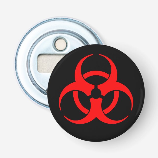 Röd biofarosymbol flasköppnare (Framsidan)