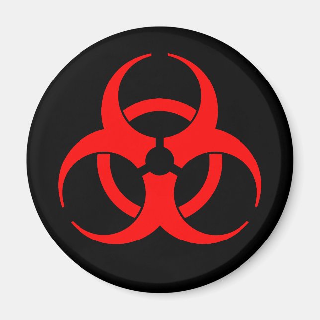 Röd biofarosymbol, magnet (Framsidan)