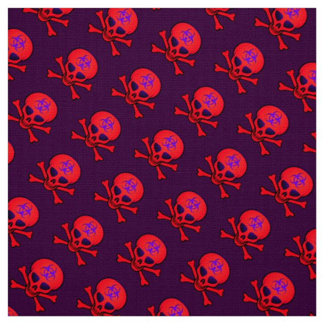 Röd Biohazardskalle och Crossbones Tyg (Provkarta)