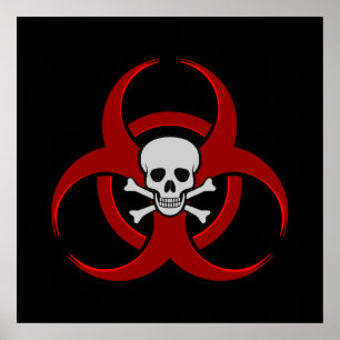 Röd Biohazardskalle Poster