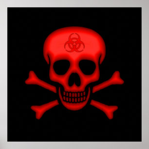 Röd Biohazardskalleaffisch Poster